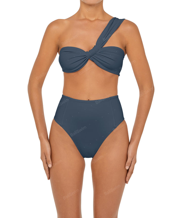 BSWS-T92 Ruched One Shoulder Bikini Top