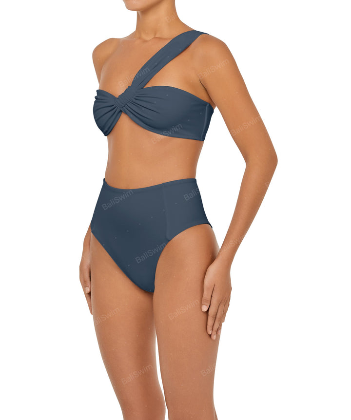 BSWS-T92 Ruched One Shoulder Bikini Top