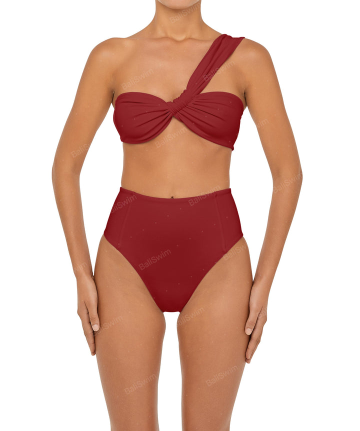 BSWS-T92 Ruched One Shoulder Bikini Top