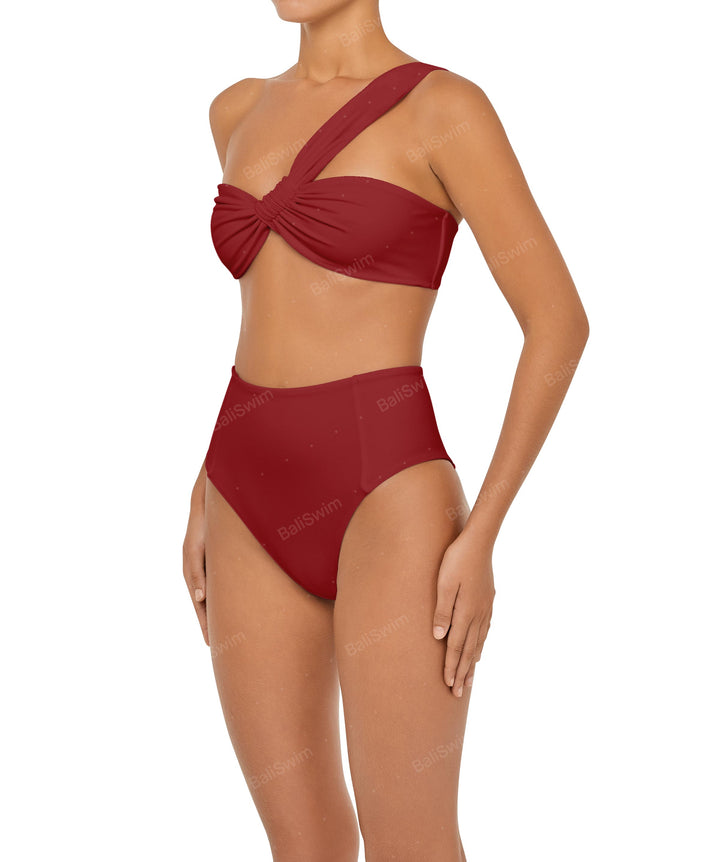 BSWS-T92 Ruched One Shoulder Bikini Top