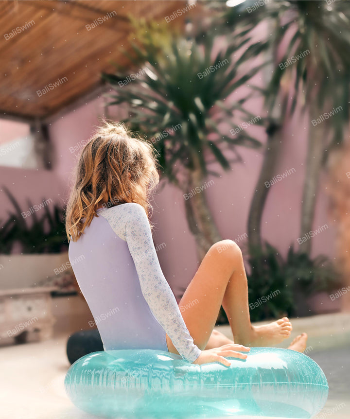 Girl's Rash Guard One Piece Print Violet Peonies Fairy Tale (BSGS-RS02) by Bali Swim