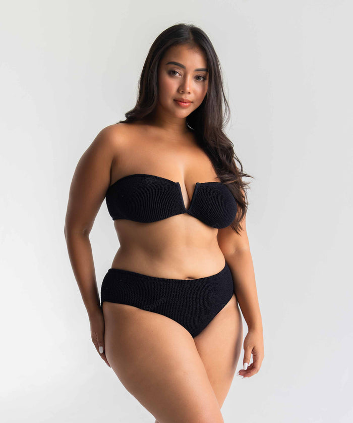 V wired Bikini Top Color Black by Bali Swim