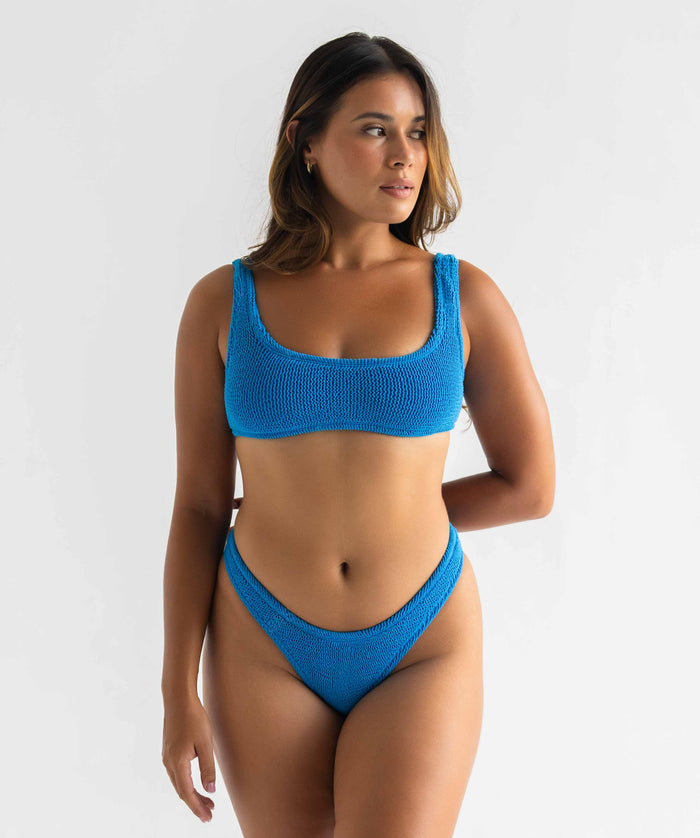 Mid Rise Bikini Bottom Color Blue by Bali Swim