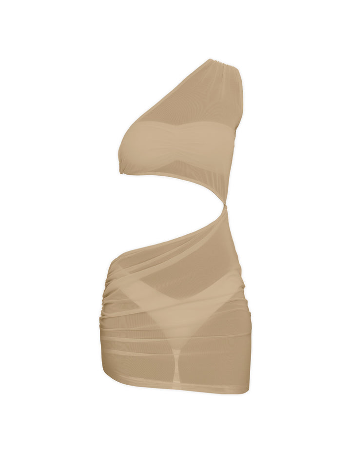 BSWR-D21 One Shoulder Scrunch Mini Dress