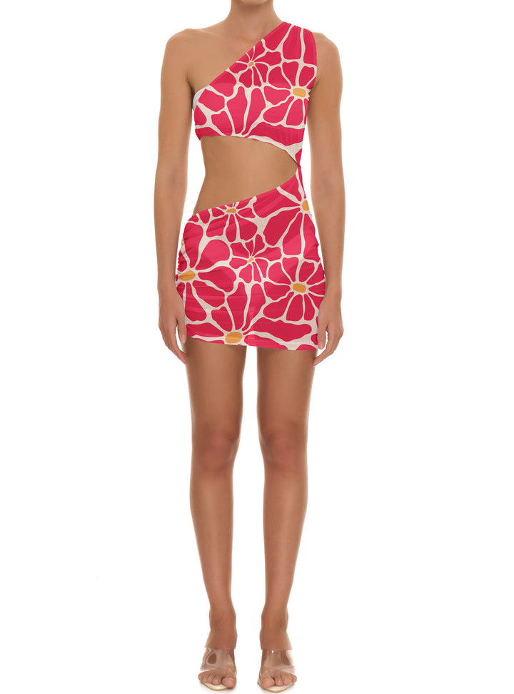 BSWR-D21 One Shoulder Scrunch Mini Dress