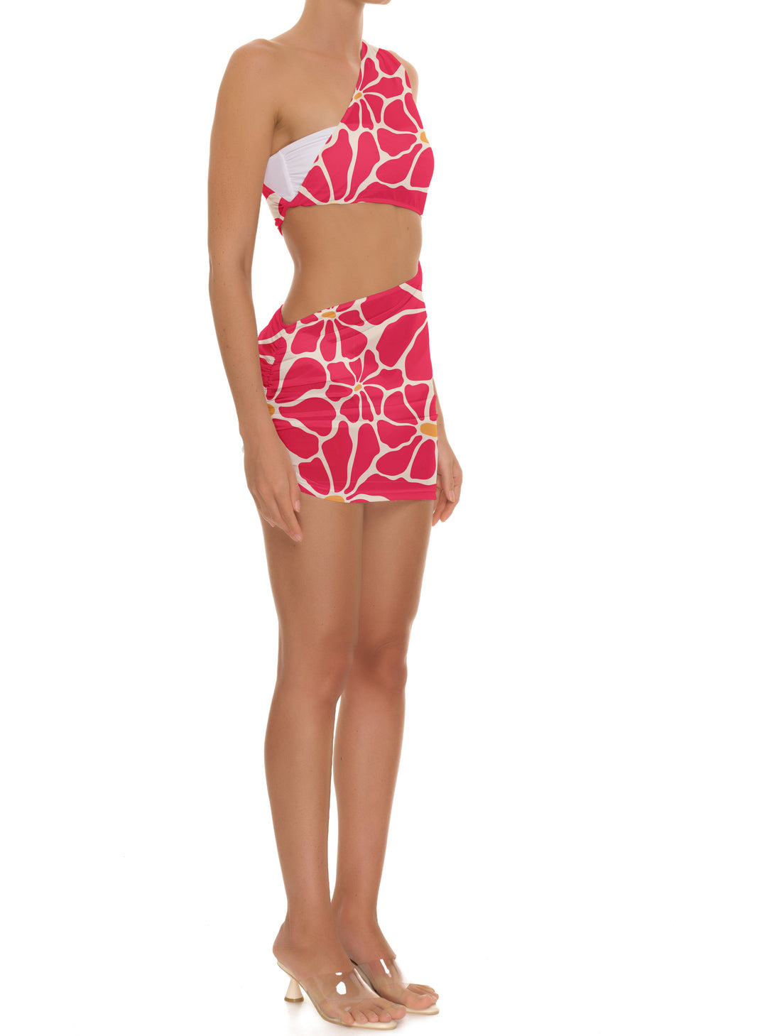 BSWR-D21 One Shoulder Scrunch Mini Dress