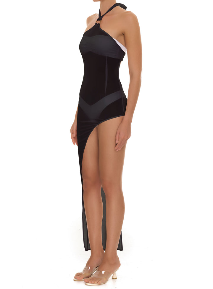 BSWR-D24 Halter O Ring Maxi Dress