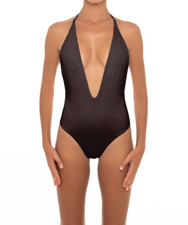 BSWS-S13 Plunge Neck Halter One Piece