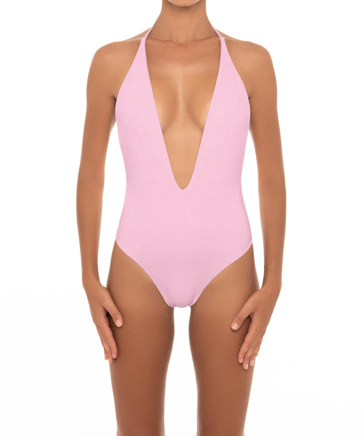BSWS-S13 Plunge Neck Halter One Piece
