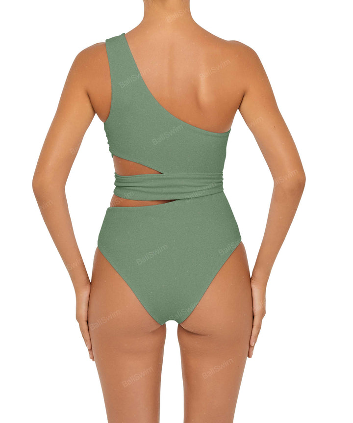 BSWS-S55 Cut Out One Shoulder Swimsuit