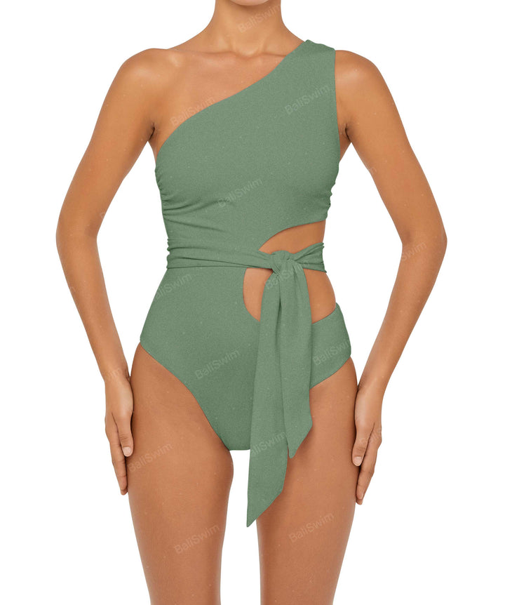 BSWS-S55 Cut Out One Shoulder Swimsuit