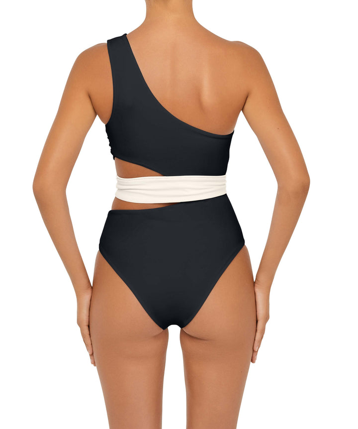 BSWS-S55 Asymmetrical Side Cutout Wrap Around One Piece