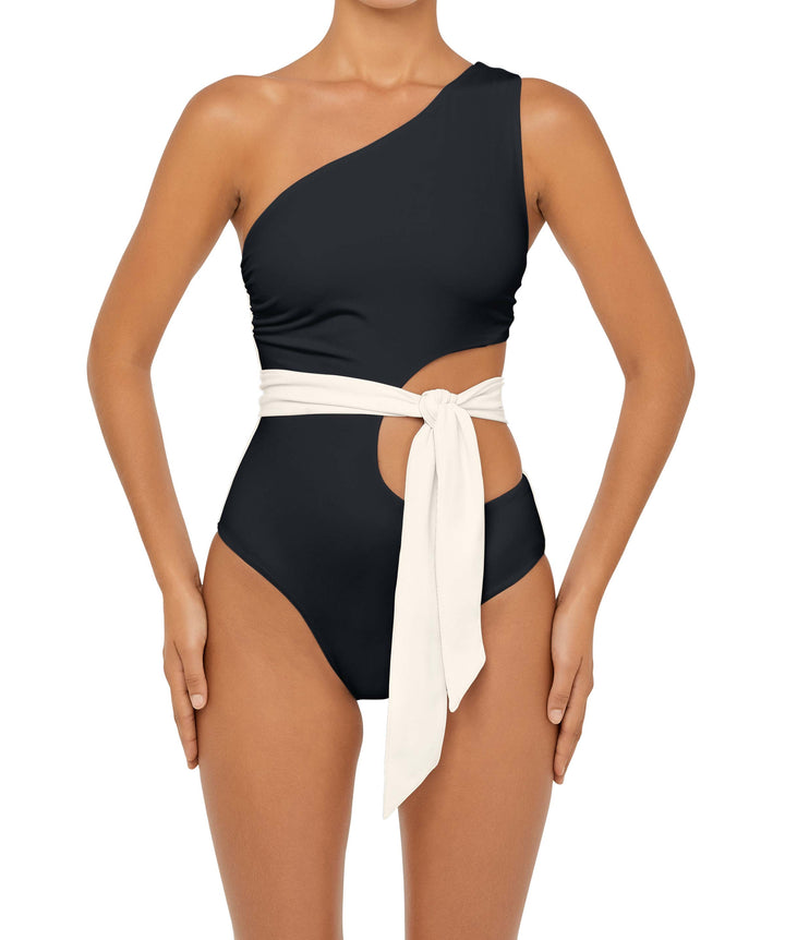 BSWS-S55 Asymmetrical Side Cutout Wrap Around One Piece