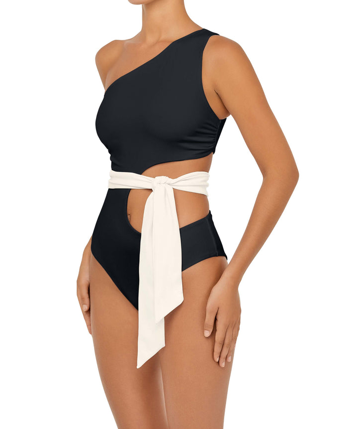 BSWS-S55 Asymmetrical Side Cutout Wrap Around One Piece
