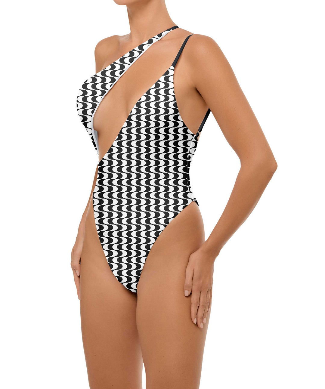 BSWS-S57 Asymmetrical Deep Side Cutout One Piece