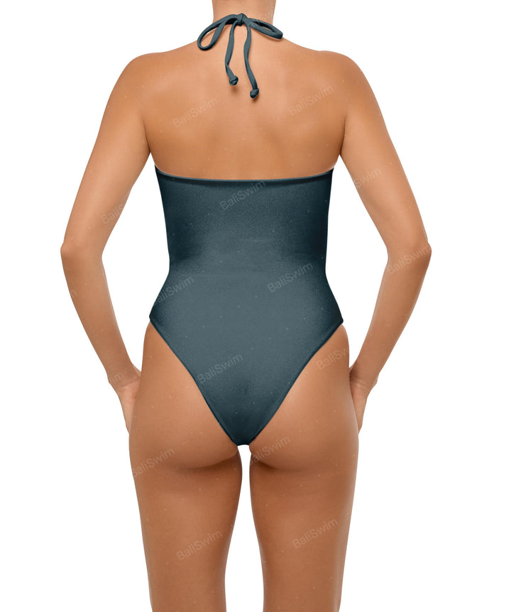 BSWS-S59 Asymmetric Cutout Halter One Piece