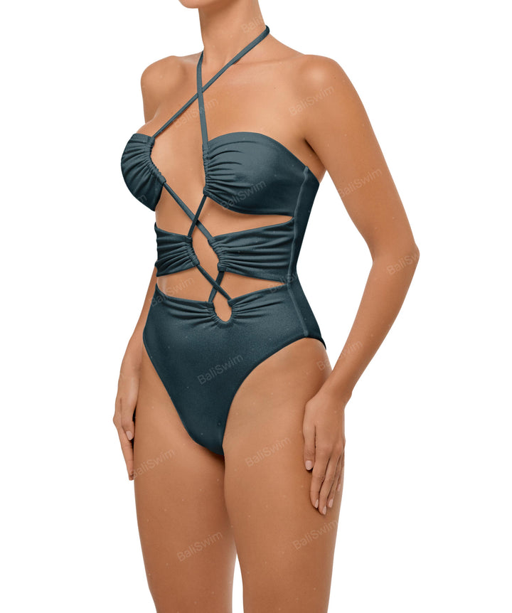 BSWS-S59 Asymmetric Cutout Halter One Piece