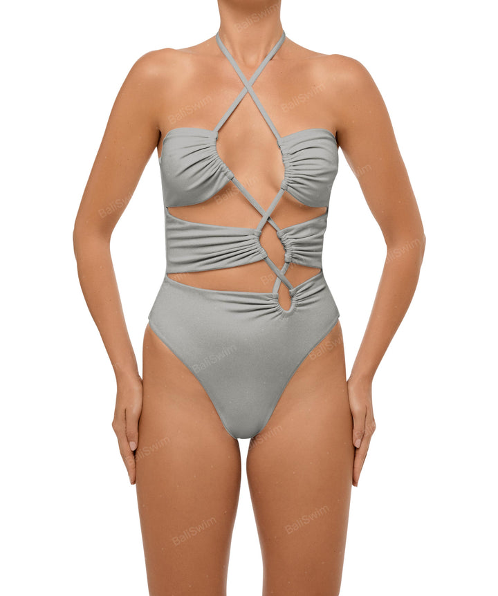 BSWS-S59 Asymmetric Cutout Halter One Piece