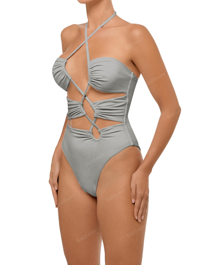 BSWS-S59 Asymmetric Cutout Halter One Piece
