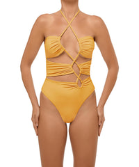 BSWS-S59 Bandeau Halter Asymmetrical Tunnel One Piece