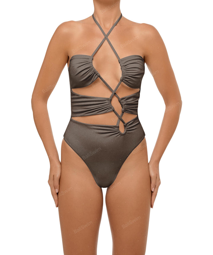 BSWS-S59 Asymmetric Cutout Halter One Piece