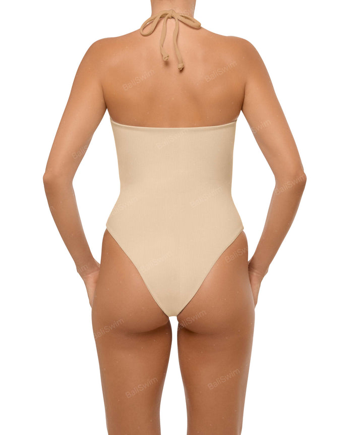 BSWS-S59 Asymmetric Cutout Halter One Piece
