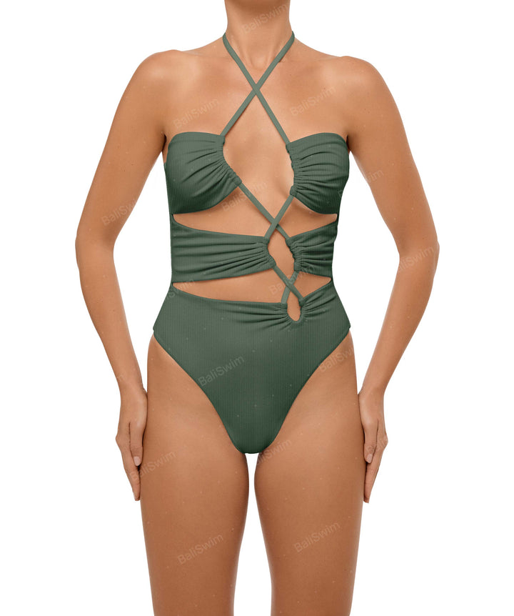 BSWS-S59 Asymmetric Cutout Halter One Piece