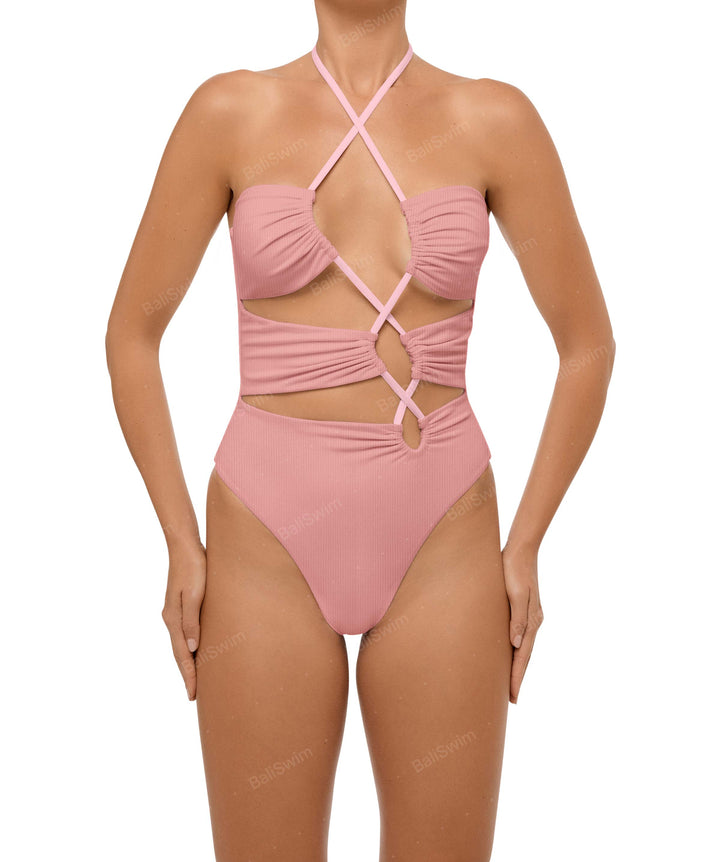 BSWS-S59 Asymmetric Cutout Halter One Piece