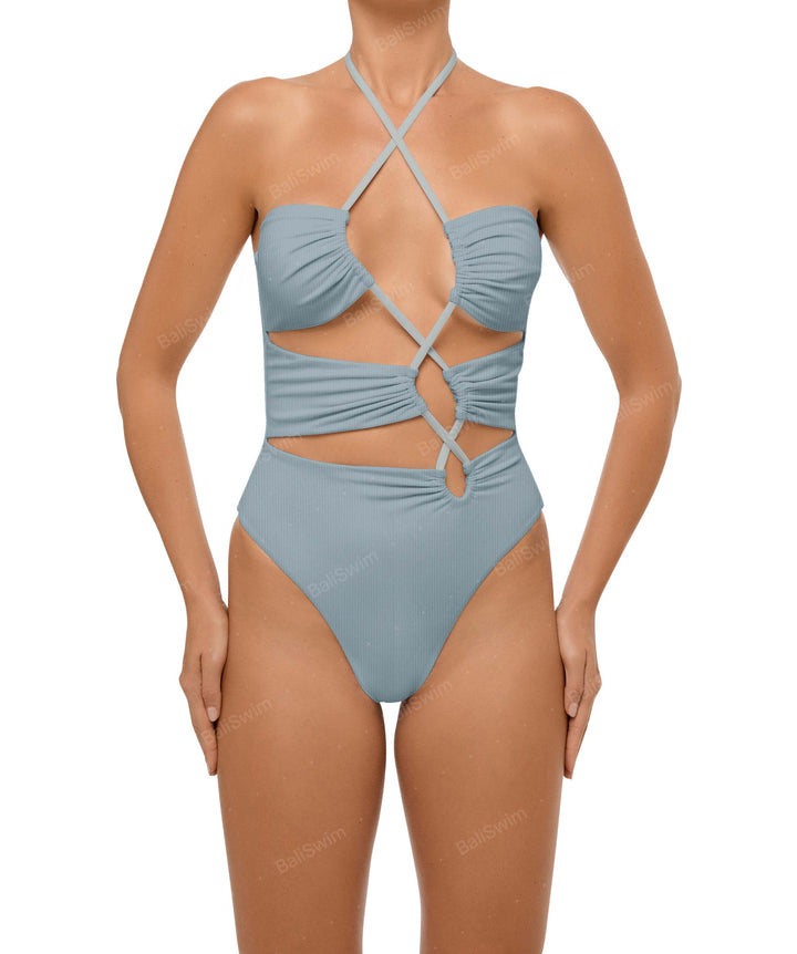 BSWS-S59 Asymmetric Cutout Halter One Piece