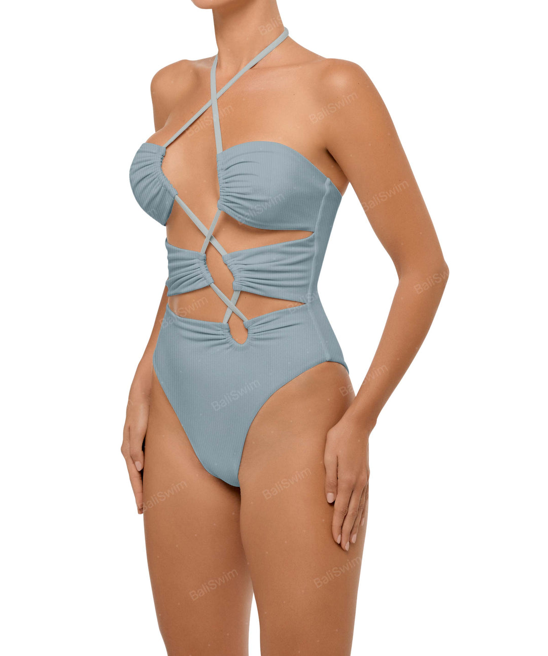 BSWS-S59 Asymmetric Cutout Halter One Piece