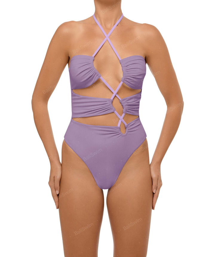 BSWS-S59 Asymmetric Cutout Halter One Piece