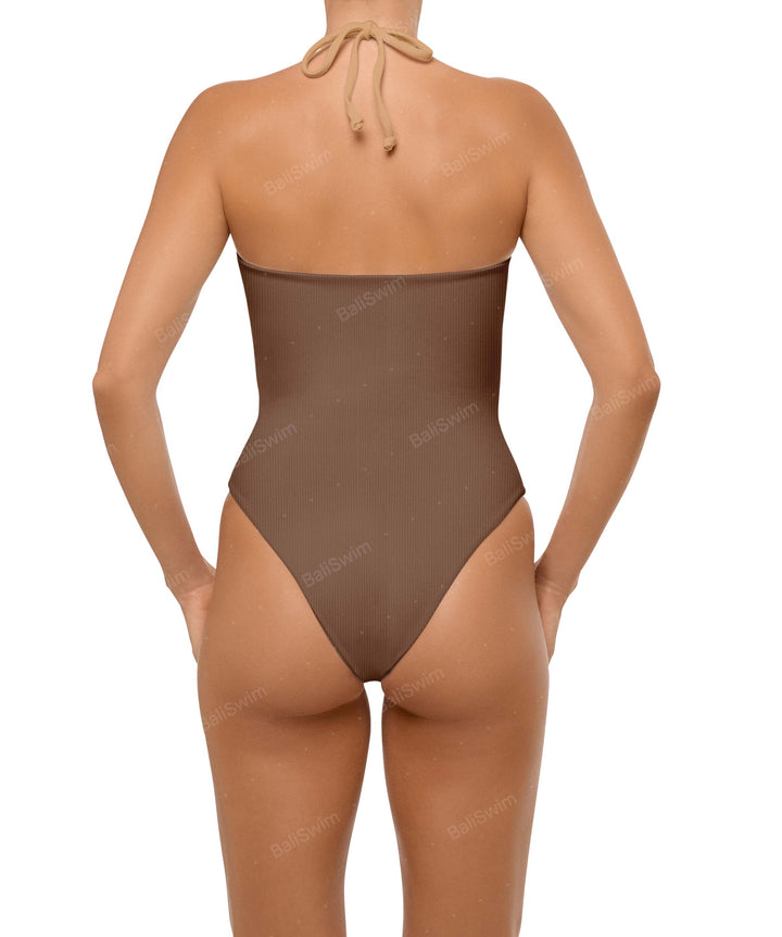 BSWS-S59 Asymmetric Cutout Halter One Piece
