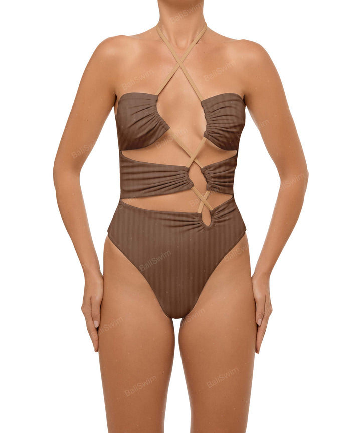 BSWS-S59 Asymmetric Cutout Halter One Piece