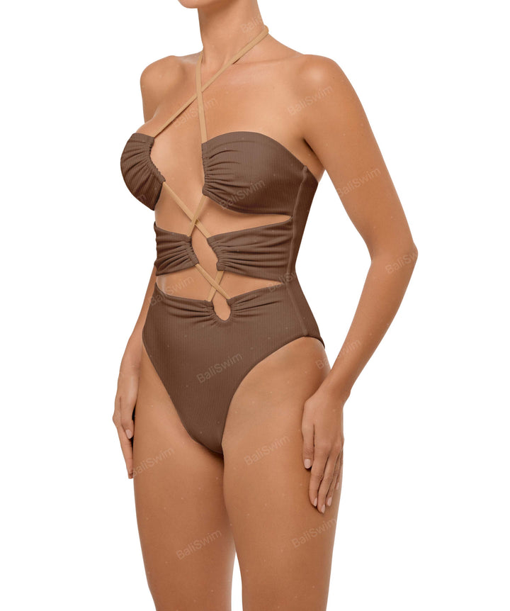 BSWS-S59 Asymmetric Cutout Halter One Piece