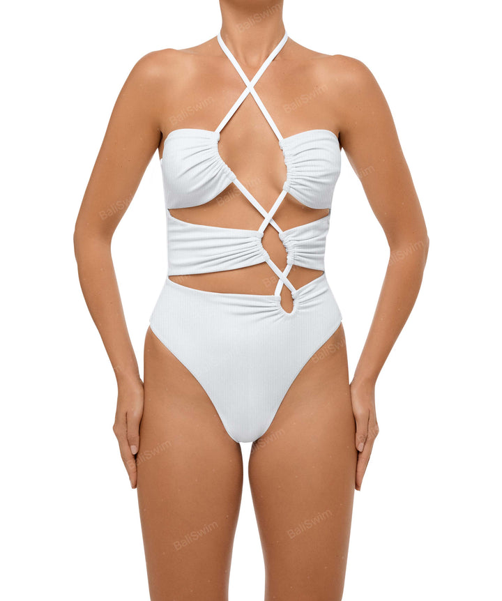 BSWS-S59 Asymmetric Cutout Halter One Piece