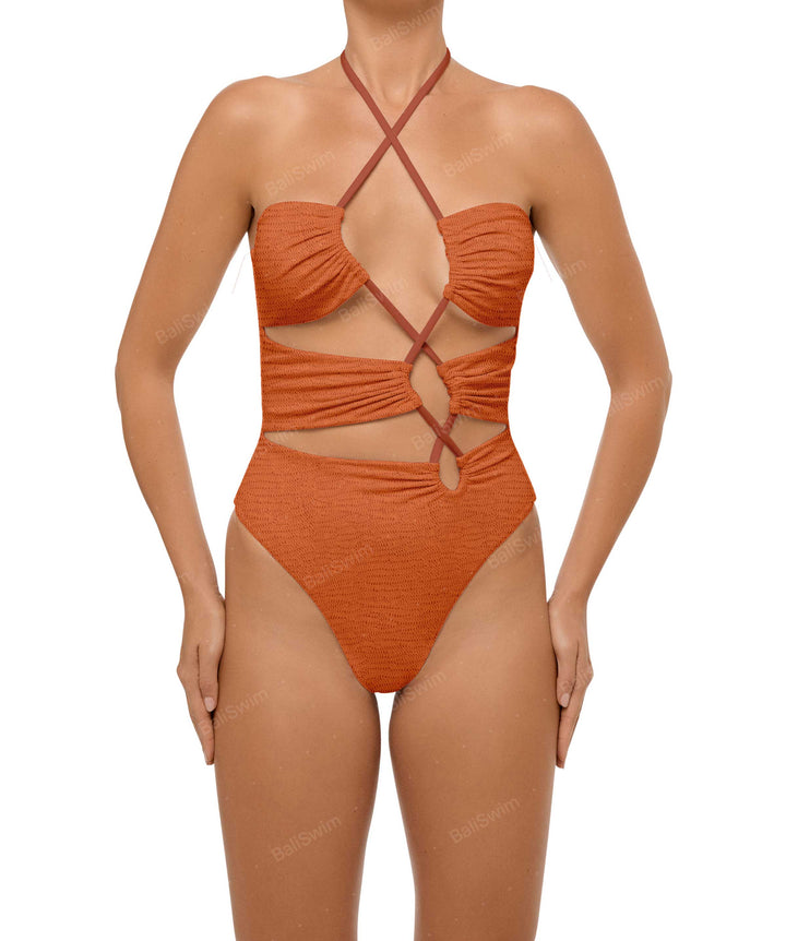BSWS-S59 Asymmetric Cutout Halter One Piece