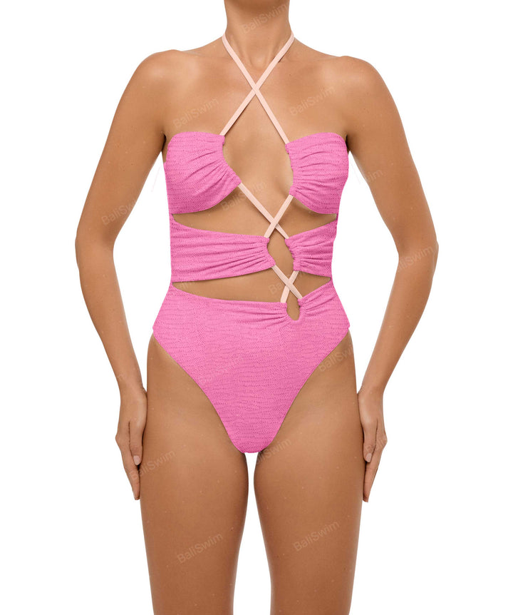 BSWS-S59 Asymmetric Cutout Halter One Piece