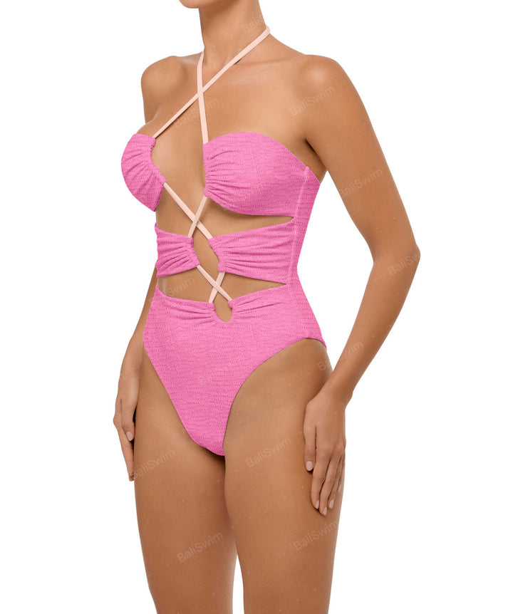 BSWS-S59 Asymmetric Cutout Halter One Piece