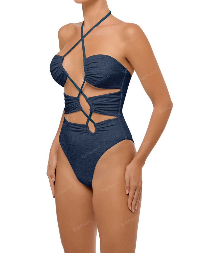 BSWS-S59 Asymmetric Cutout Halter One Piece