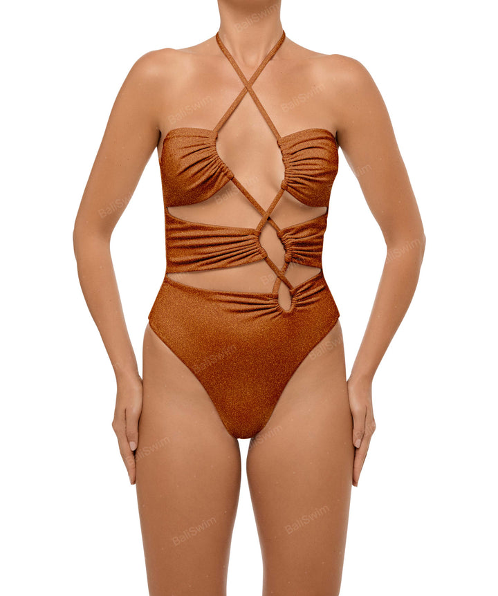 BSWS-S59 Asymmetric Cutout Halter One Piece