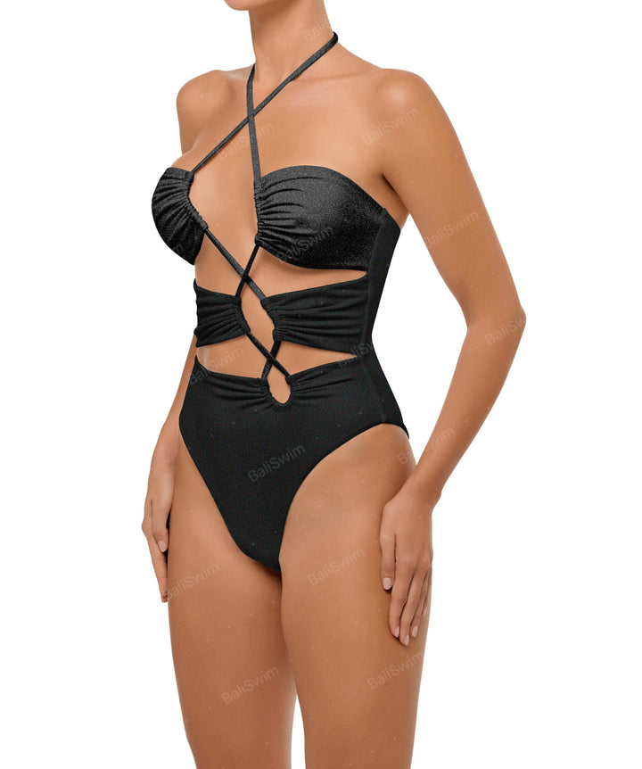 BSWS-S59 Asymmetric Cutout Halter One Piece