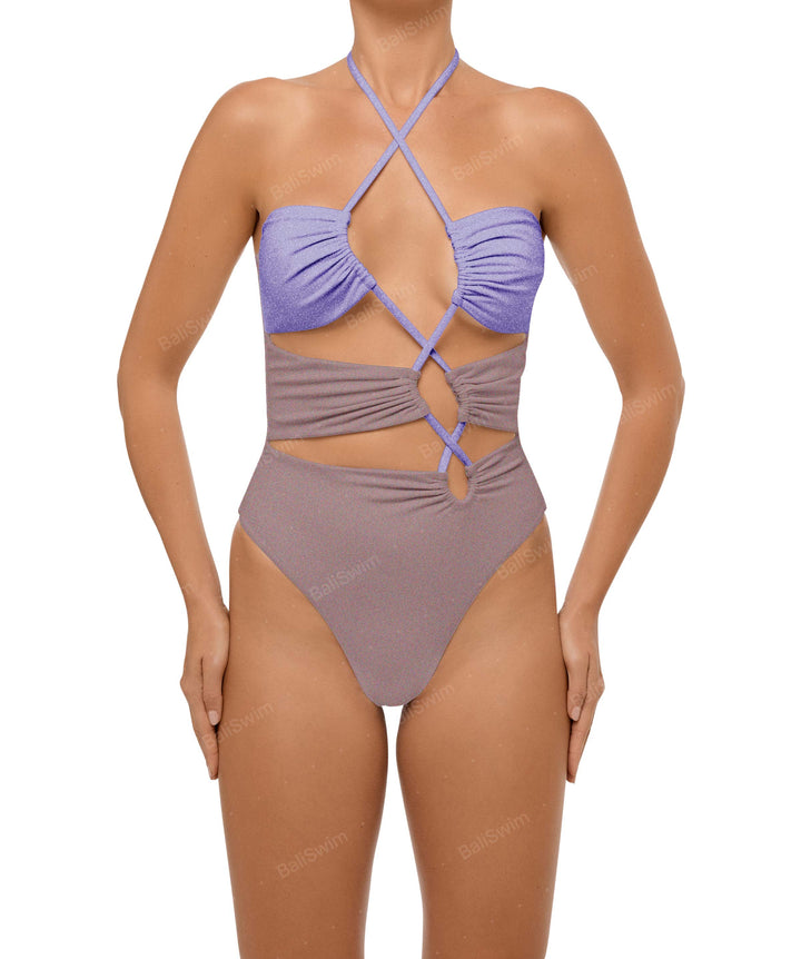 BSWS-S59 Asymmetric Cutout Halter One Piece