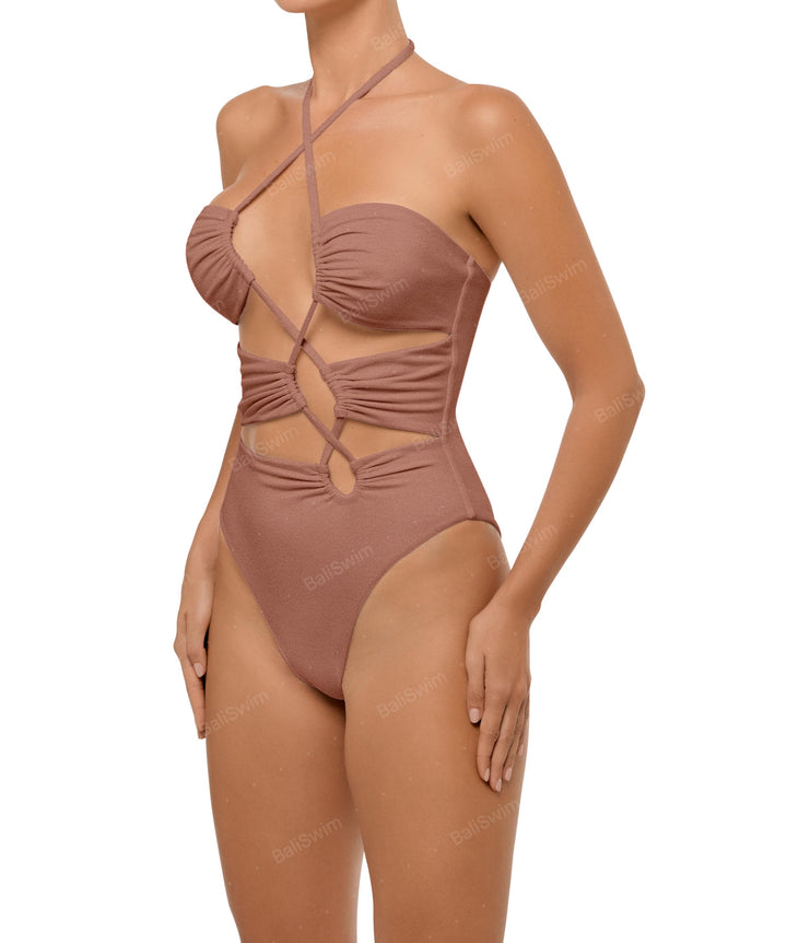 BSWS-S59 Asymmetric Cutout Halter One Piece