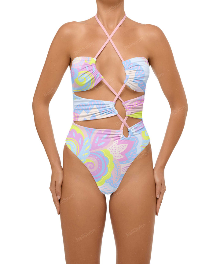 BSWS-S59 Asymmetric Cutout Halter One Piece