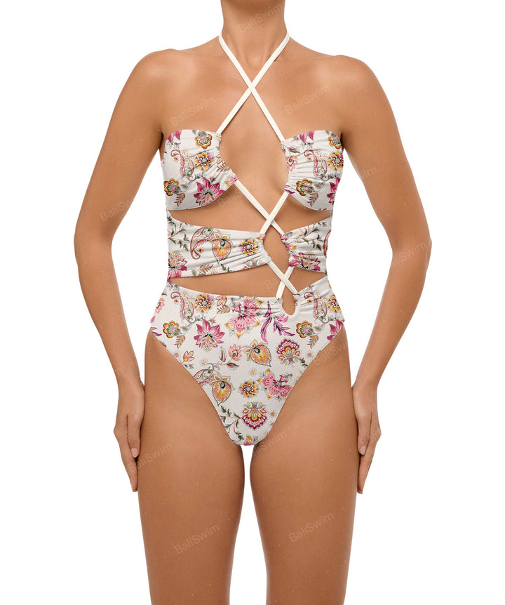 BSWS-S59 Asymmetric Cutout Halter One Piece