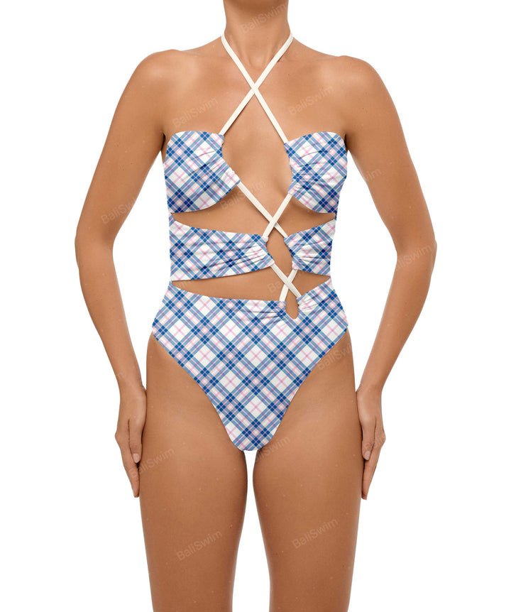 BSWS-S59 Asymmetric Cutout Halter One Piece