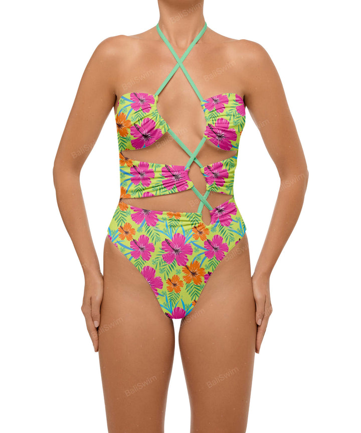 BSWS-S59 Asymmetric Cutout Halter One Piece