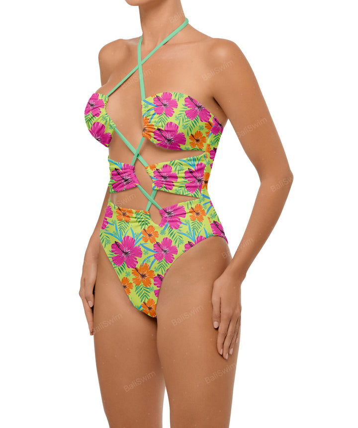 BSWS-S59 Asymmetric Cutout Halter One Piece