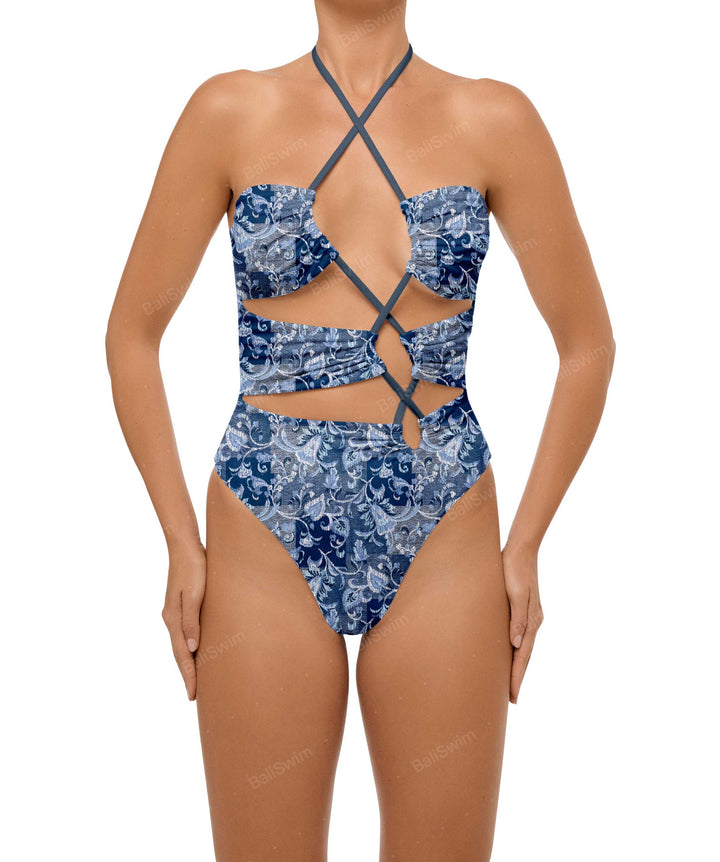 BSWS-S59 Asymmetric Cutout Halter One Piece