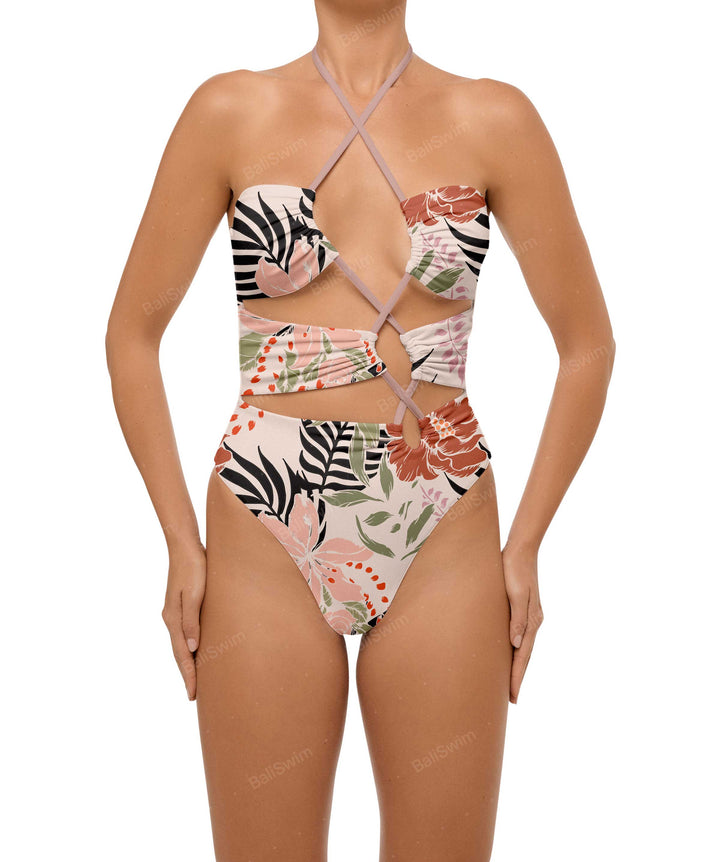 BSWS-S59 Asymmetric Cutout Halter One Piece